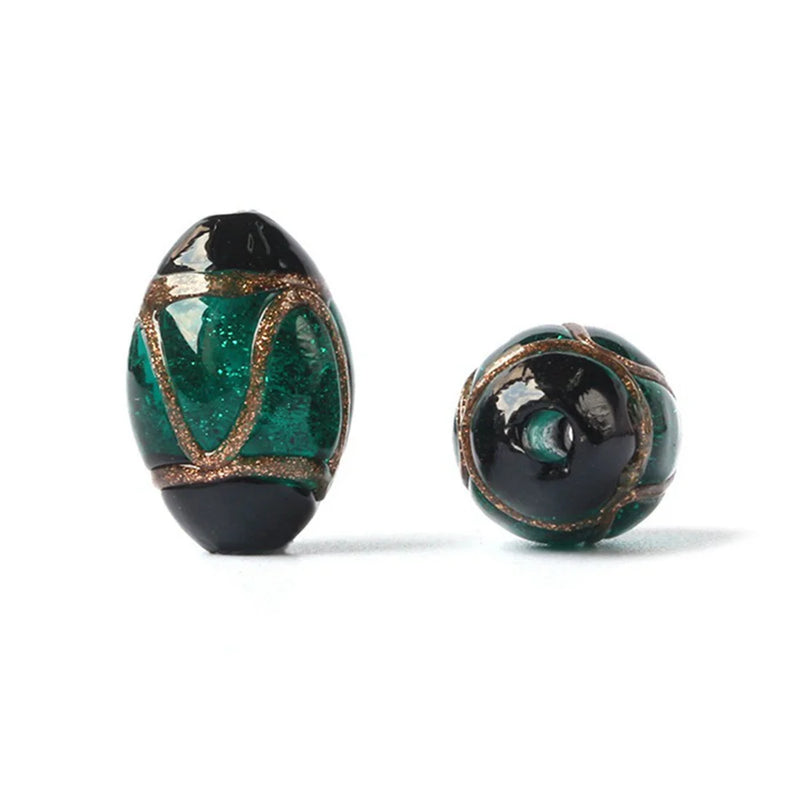5pcs Oval Foil Lampwork Beads 16x11mm 20x14mm 25x15mm Mix Loose Beads