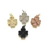 5pcs Clover Charm Pendants for Jewelry Making Gold-Plated Zirconia DIY