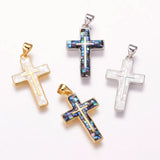 5pcs Shell Cross Pendants for DIY Jewelry Making Mix Color