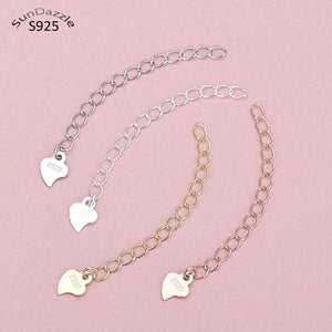 5pcs 925 Sterling Silver Extension Necklace Bracelet Heart Tail Chain