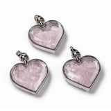 5pcs Glass Heart Pendants w/ Gemstone Chips Charms For DIY Jewelry Making