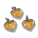 5pcs Glass Heart Pendants w/ Gemstone Chips Charms For DIY Jewelry Making