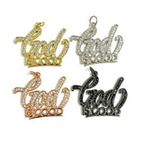 5pcs God is Good Charms CZ Paved Bracelets Pendant