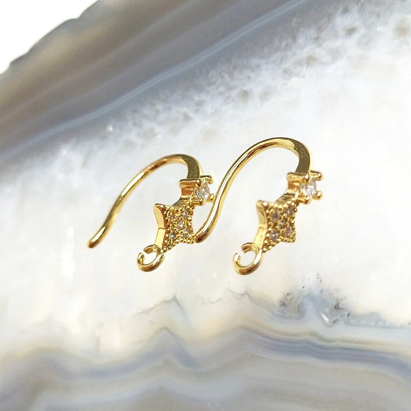 Fish Hook Pendant North Stars CZ Paved Micro High Zircon Romantic Sweet Style