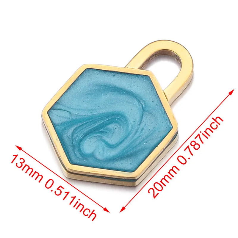 5pcs Stainless Steel Enamel Geometric Charms Pendant DIY Jewelry