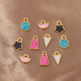 5pcs Stainless Steel Enamel Geometric Charms Pendant DIY Jewelry