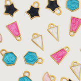 5pcs Stainless Steel Enamel Geometric Charms Pendant DIY Jewelry