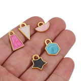 5pcs Stainless Steel Enamel Geometric Charms Pendant DIY Jewelry