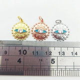 5pcs Pink Silver Evil Eye Sun Pendant Micro Cubic Zircon Charms