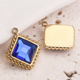 5pcs Gold-Plate Glass Charms Stainless Steel Earrings Necklace DIY Jewelry