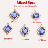 5pcs Gold-Plate Glass Charms Stainless Steel Earrings Necklace DIY Jewelry