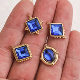 5pcs Gold-Plate Glass Charms Stainless Steel Earrings Necklace DIY Jewelry