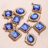 5pcs Gold-Plate Glass Charms Stainless Steel Earrings Necklace DIY Jewelry