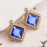 5pcs Gold-Plate Glass Charms Stainless Steel Earrings Necklace DIY Jewelry