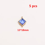 5pcs Gold-Plate Glass Charms Stainless Steel Earrings Necklace DIY Jewelry