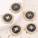 5pcs Gold-Plate Stainless Steel Enamel Charm Dangles for Jewelry Making