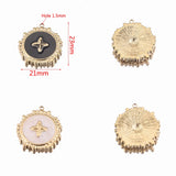 5pcs Gold-Plate Stainless Steel Enamel Charm Dangles for Jewelry Making