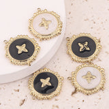 5pcs Gold-Plate Stainless Steel Enamel Charm Dangles for Jewelry Making