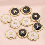 5pcs Gold-Plate Stainless Steel Enamel Charm Dangles for Jewelry Making