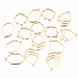 5pcs Gold-Plate Stainless Steel Hollow Fan-shaped Charm Bezel Pendants