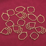 5pcs Gold-Plate Stainless Steel Hollow Fan-shaped Charm Bezel Pendants