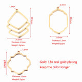 5pcs Gold-Plate Stainless Steel Hollow Fan-shaped Charm Bezel Pendants