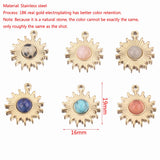 5pcs Gold-Plate Sun Flower Stainless Steel Charms Natural Stone Pendants