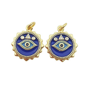 5pcs Evil Eye Pendant Drop Oil Micro Cubic Paved DIY Charms Woman Necklace