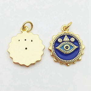5pcs Evil Eye Pendant Drop Oil Micro Cubic Paved DIY Charms Woman Necklace