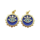 5pcs Evil Eye Pendant Drop Oil Micro Cubic Paved DIY Charms Woman Necklace
