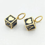 Plated Cube Drop Oil Heart LOVE Pendant Square Romantic Women Girl