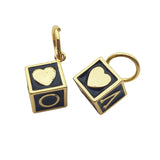 Plated Cube Drop Oil Heart LOVE Pendant Square Romantic Women Girl