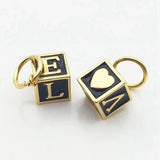 Plated Cube Drop Oil Heart LOVE Pendant Square Romantic Women Girl