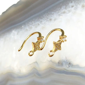 5pcs Plated Earring Hook Pendant North Star Micro CZ Paved High Zircon