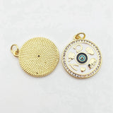 Plated Evil Eye Pendant Metal Lucky Hamsa Hand CZ Paved Jewelry