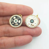 Plated Evil Eye Pendant Metal Lucky Hamsa Hand CZ Paved Jewelry