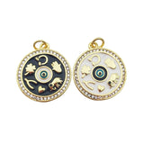 Plated Evil Eye Pendant Metal Lucky Hamsa Hand CZ Paved Jewelry