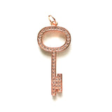 5pcs Gold-Plated Key Charms Cubic Zirconia Pendants