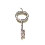 5pcs Gold-Plated Key Charms Cubic Zirconia Pendants