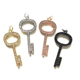 5pcs Gold-Plated Key Charms Cubic Zirconia Pendants