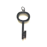 5pcs Gold-Plated Key Charms Cubic Zirconia Pendants