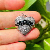 Gold-Plated Mom Heart Charms Zirconia Pendants for Jewelry Making