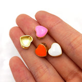 5pcs Multicolor Heart Shape Loose Beads Brass Color DIY Bracelet Supplies