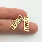 5pcs Plated Rectangle MAMA Letter Pendant Metal Charm for Jewelry Making