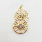 Plated Evil Eye Coin Pandent Cubic Zircon Charm Jewelry