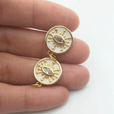 Plated Evil Eye Coin Pandent Cubic Zircon Charm Jewelry