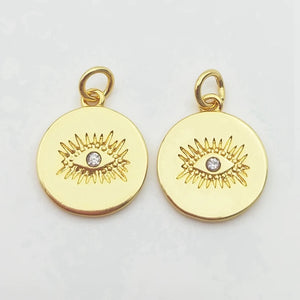 5pcs Plated Evil Eye Pendant Cubic Zircon DIY Necklace Jewelry