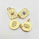 5pcs Plated Evil Eye Pendant Cubic Zircon DIY Necklace Jewelry