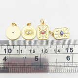 5pcs Plated Evil Eye Pendant Cubic Zircon DIY Necklace Jewelry