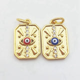 5pcs Plated Evil Eye Pendant Cubic Zircon DIY Necklace Jewelry